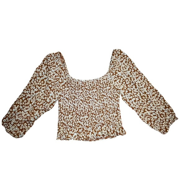 Paper Crane Burgundy/ Burnt Orange Fall Floral Blouse Size Small - Picture 1 of 3